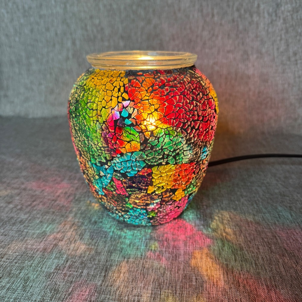 Chromatic Scentsy Mosaic Stained Glass Electric Wax Warmer Rainbow Boho Lamp